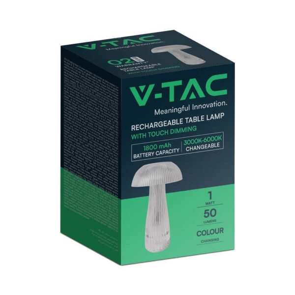 LED Επαναφορτιζόμενο Πορτατίφ V-TAC  Dimmable με Διάφανο Σώμα IP54 3000K-6000Κ – 7894
