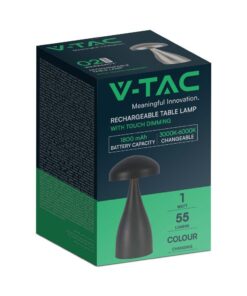 LED Επαναφορτιζόμενο Πορτατίφ V-TAC Μαύρο Σώμα Dimmable CCT – 7895