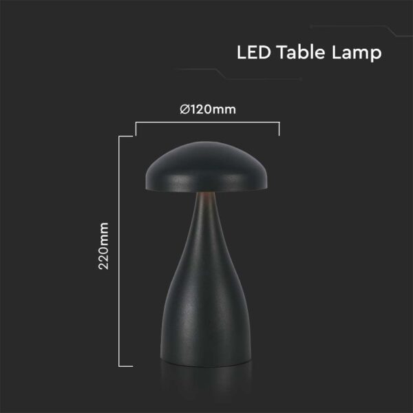 LED Επαναφορτιζόμενο Πορτατίφ V-TAC Μαύρο Σώμα Dimmable CCT – 7895
