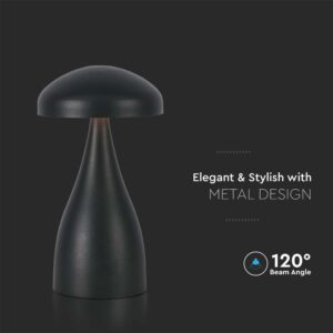 LED Επαναφορτιζόμενο Πορτατίφ V-TAC Μαύρο Σώμα Dimmable CCT – 7895