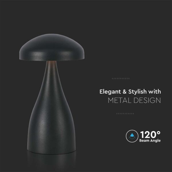 LED Επαναφορτιζόμενο Πορτατίφ V-TAC Μαύρο Σώμα Dimmable CCT – 7895