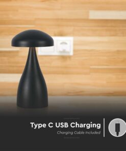 LED Επαναφορτιζόμενο Πορτατίφ V-TAC Μαύρο Σώμα Dimmable CCT – 7895