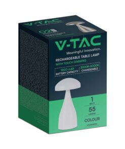LED Επαναφορτιζόμενο Πορτατίφ V-TAC Λευκό Σώμα Dimmable CCT – 7896