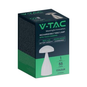 LED Επαναφορτιζόμενο Πορτατίφ V-TAC Λευκό Σώμα Dimmable CCT – 7896