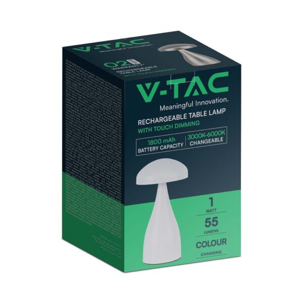 LED Επαναφορτιζόμενο Πορτατίφ V-TAC Λευκό Σώμα Dimmable CCT – 7896