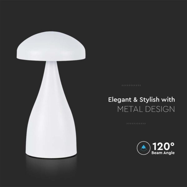 LED Επαναφορτιζόμενο Πορτατίφ V-TAC Λευκό Σώμα Dimmable CCT – 7896