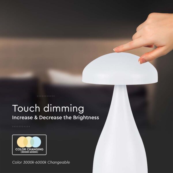 LED Επαναφορτιζόμενο Πορτατίφ V-TAC Λευκό Σώμα Dimmable CCT – 7896