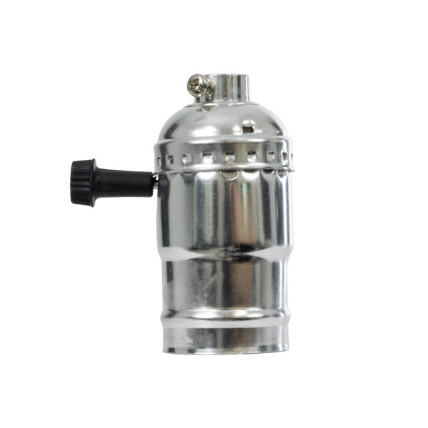 GloboStar® 78965 Ντουί Vintage Industrial Retro E27 με Διακόπτη ON/OFF – Ασημί – Μ5.5 x Π3.6 x Υ7cm