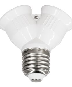 GloboStar® 78969 Πλαστικός Αντάπτορας Μετατροπέας από 1xE27 Ντουί σε 2xE27 Ντουί Λευκό