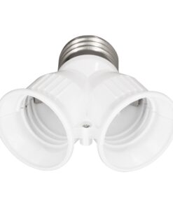 GloboStar® 78969 Πλαστικός Αντάπτορας Μετατροπέας από 1xE27 Ντουί σε 2xE27 Ντουί Λευκό