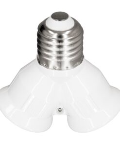 GloboStar® 78969 Πλαστικός Αντάπτορας Μετατροπέας από 1xE27 Ντουί σε 2xE27 Ντουί Λευκό