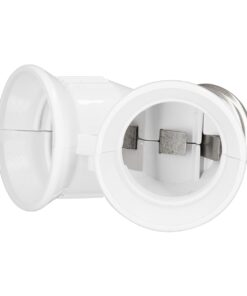 GloboStar® 78969 Πλαστικός Αντάπτορας Μετατροπέας από 1xE27 Ντουί σε 2xE27 Ντουί Λευκό