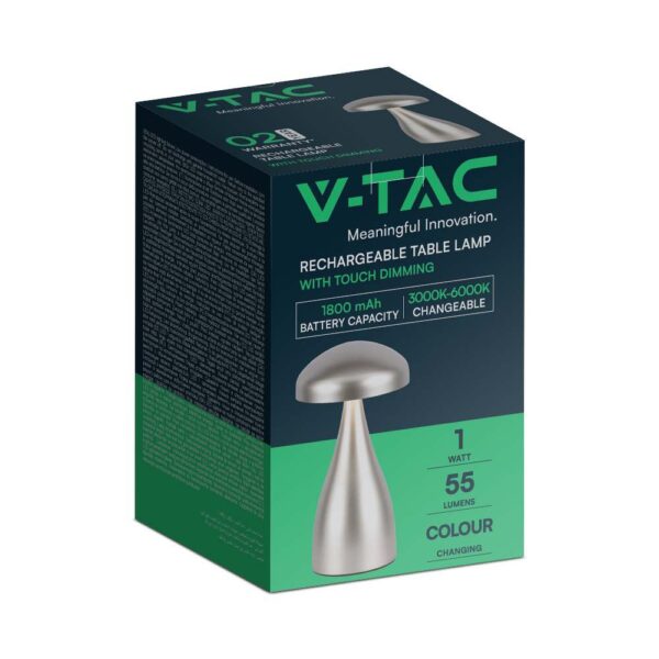 LED Επαναφορτιζόμενο Πορτατίφ V-TAC Champagne Gold Σώμα Dimmable CCT – 7897