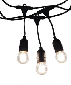 GloboStar® 78982 Καλωδιογιρλάντα PVC 5 Μέτρων με 15 Ντουί E27 με Πρίζα Schuko Επεκτεινόμενη Αδιάβροχη IP65