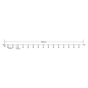 GloboStar® 78983 Καλωδιογιρλάντα PVC 10 Μέτρων με 15 Ντουί E27 με Πρίζα Schuko Επεκτεινόμενη Αδιάβροχη IP65