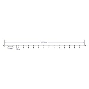 GloboStar® 78984 Καλωδιογιρλάντα PVC 15 Μέτρων με 15 Ντουί E27 με Πρίζα Schuko Επεκτεινόμενη Αδιάβροχη IP65