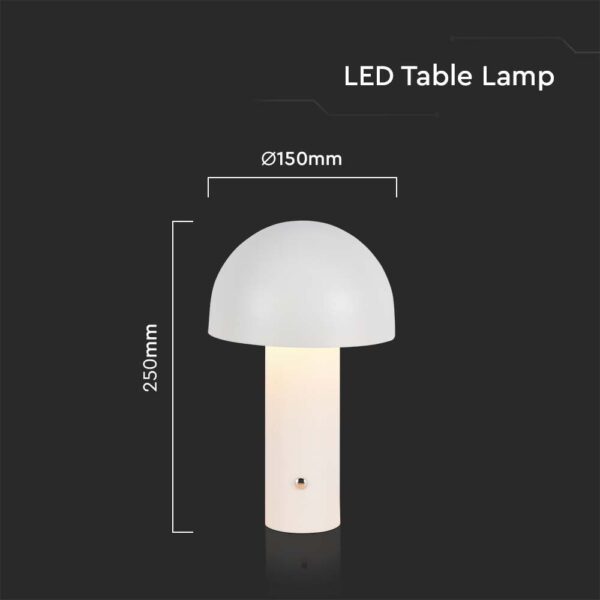 LED Επαναφορτιζόμενο Πορτατίφ V-TAC Λευκό Σώμα Dimmable CCT – 7899