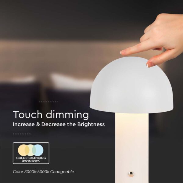 LED Επαναφορτιζόμενο Πορτατίφ V-TAC Λευκό Σώμα Dimmable CCT – 7899