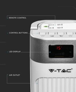 Επιδαπέδιος ανεμιστήρας στήλη 36” με οθόνη και χειριστήριο λευκός V-TAC – 7900