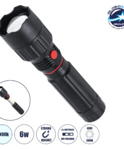 GloboStar® 79019 Φορητός Φακός Χειρός LED COB 3W Front + 3W Side 300lm Zoom 1° έως 60° Μοιρών Πτυσσόμενος με 3 Modes Αδιάβροχο IP54 Ψυχρό Λευκό 6000K