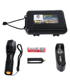 GloboStar® 79041 Φορητός Φακός Χειρός XM-L2 LED CREE 10W με Επαναφορτιζόμενη Μπαταρία 3000mAh & Φορτιστή Πρίζας – Zoom x1 έως x2000 – Ψυχρό Λευκό 6000K – Φ4 x Υ13.5cm