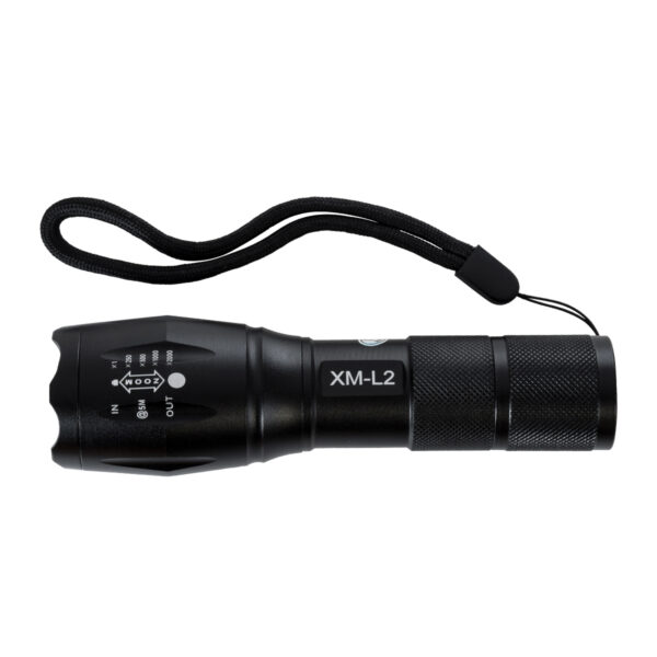 GloboStar® 79041 Φορητός Φακός Χειρός XM-L2 LED CREE 10W με Επαναφορτιζόμενη Μπαταρία 3000mAh & Φορτιστή Πρίζας – Zoom x1 έως x2000 – Ψυχρό Λευκό 6000K – Φ4 x Υ13.5cm