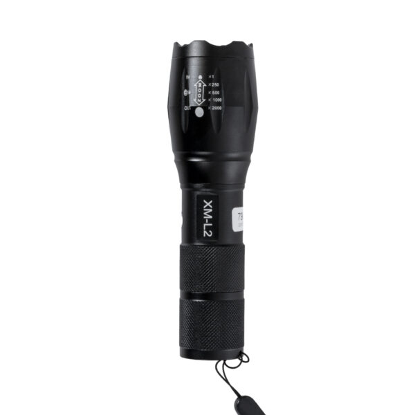 GloboStar® 79041 Φορητός Φακός Χειρός XM-L2 LED CREE 10W με Επαναφορτιζόμενη Μπαταρία 3000mAh & Φορτιστή Πρίζας – Zoom x1 έως x2000 – Ψυχρό Λευκό 6000K – Φ4 x Υ13.5cm