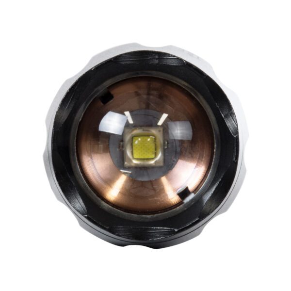 GloboStar® 79041 Φορητός Φακός Χειρός XM-L2 LED CREE 10W με Επαναφορτιζόμενη Μπαταρία 3000mAh & Φορτιστή Πρίζας – Zoom x1 έως x2000 – Ψυχρό Λευκό 6000K – Φ4 x Υ13.5cm