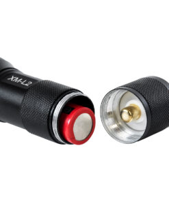 GloboStar® 79041 Φορητός Φακός Χειρός XM-L2 LED CREE 10W με Επαναφορτιζόμενη Μπαταρία 3000mAh & Φορτιστή Πρίζας – Zoom x1 έως x2000 – Ψυχρό Λευκό 6000K – Φ4 x Υ13.5cm