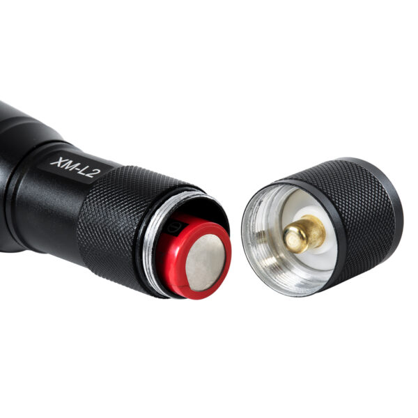 GloboStar® 79041 Φορητός Φακός Χειρός XM-L2 LED CREE 10W με Επαναφορτιζόμενη Μπαταρία 3000mAh & Φορτιστή Πρίζας – Zoom x1 έως x2000 – Ψυχρό Λευκό 6000K – Φ4 x Υ13.5cm