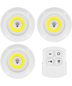 GloboStar® 79044 Φωτιστικά Νυκτός Μπαταρίας LED COB 6W 600lm με Timer & Ασύρματο Χειριστήριο RF – ΣΕΤ 3 Τεμαχίων Ψυχρό Λευκό 6000K
