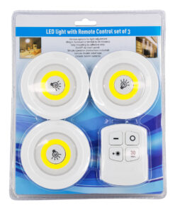 GloboStar® 79044 Φωτιστικά Νυκτός Μπαταρίας LED COB 6W 600lm με Timer & Ασύρματο Χειριστήριο RF – ΣΕΤ 3 Τεμαχίων Ψυχρό Λευκό 6000K