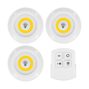 GloboStar® 79045 Φωτιστικά Νυκτός Μπαταρίας LED COB 6W 600lm με Timer & Ασύρματο Χειριστήριο RF – ΣΕΤ 3 Τεμαχίων Θερμό Λευκό 3000K