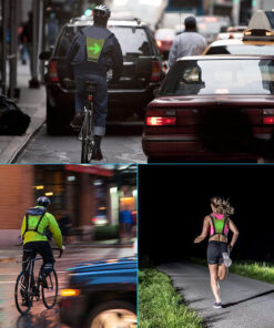 GloboStar® 79069 Γιλέκο Ασφαλείας Φωσφοριζέ Αντανακλαστικό για Ποδηλάτες & Runners με Φωτεινή Σήμανση LED – Ενσωματωμένη Μπαταρία 650mAh DC 5V Επαναφορτιζόμενο με Καλώδιο Τροφοδοσίας USB & Ασύρματο Χειριστήριο – Λαχανί Φωσφοριζέ & Μαύρο Αδιάβροχο IP65