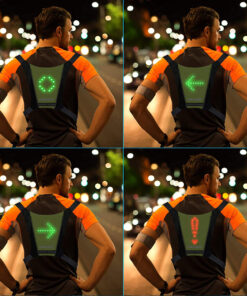 GloboStar® 79069 Γιλέκο Ασφαλείας Φωσφοριζέ Αντανακλαστικό για Ποδηλάτες & Runners με Φωτεινή Σήμανση LED – Ενσωματωμένη Μπαταρία 650mAh DC 5V Επαναφορτιζόμενο με Καλώδιο Τροφοδοσίας USB & Ασύρματο Χειριστήριο – Λαχανί Φωσφοριζέ & Μαύρο Αδιάβροχο IP65