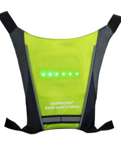GloboStar® 79069 Γιλέκο Ασφαλείας Φωσφοριζέ Αντανακλαστικό για Ποδηλάτες & Runners με Φωτεινή Σήμανση LED – Ενσωματωμένη Μπαταρία 650mAh DC 5V Επαναφορτιζόμενο με Καλώδιο Τροφοδοσίας USB & Ασύρματο Χειριστήριο – Λαχανί Φωσφοριζέ & Μαύρο Αδιάβροχο IP65
