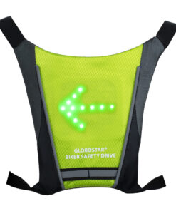 GloboStar® 79069 Γιλέκο Ασφαλείας Φωσφοριζέ Αντανακλαστικό για Ποδηλάτες & Runners με Φωτεινή Σήμανση LED – Ενσωματωμένη Μπαταρία 650mAh DC 5V Επαναφορτιζόμενο με Καλώδιο Τροφοδοσίας USB & Ασύρματο Χειριστήριο – Λαχανί Φωσφοριζέ & Μαύρο Αδιάβροχο IP65