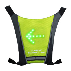 GloboStar® 79069 Γιλέκο Ασφαλείας Φωσφοριζέ Αντανακλαστικό για Ποδηλάτες & Runners με Φωτεινή Σήμανση LED – Ενσωματωμένη Μπαταρία 650mAh DC 5V Επαναφορτιζόμενο με Καλώδιο Τροφοδοσίας USB & Ασύρματο Χειριστήριο – Λαχανί Φωσφοριζέ & Μαύρο Αδιάβροχο IP65