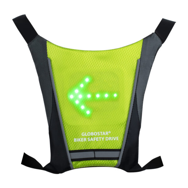 GloboStar® 79069 Γιλέκο Ασφαλείας Φωσφοριζέ Αντανακλαστικό για Ποδηλάτες & Runners με Φωτεινή Σήμανση LED – Ενσωματωμένη Μπαταρία 650mAh DC 5V Επαναφορτιζόμενο με Καλώδιο Τροφοδοσίας USB & Ασύρματο Χειριστήριο – Λαχανί Φωσφοριζέ & Μαύρο Αδιάβροχο IP65