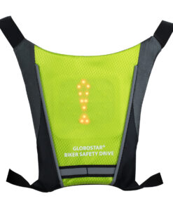 GloboStar® 79069 Γιλέκο Ασφαλείας Φωσφοριζέ Αντανακλαστικό για Ποδηλάτες & Runners με Φωτεινή Σήμανση LED – Ενσωματωμένη Μπαταρία 650mAh DC 5V Επαναφορτιζόμενο με Καλώδιο Τροφοδοσίας USB & Ασύρματο Χειριστήριο – Λαχανί Φωσφοριζέ & Μαύρο Αδιάβροχο IP65