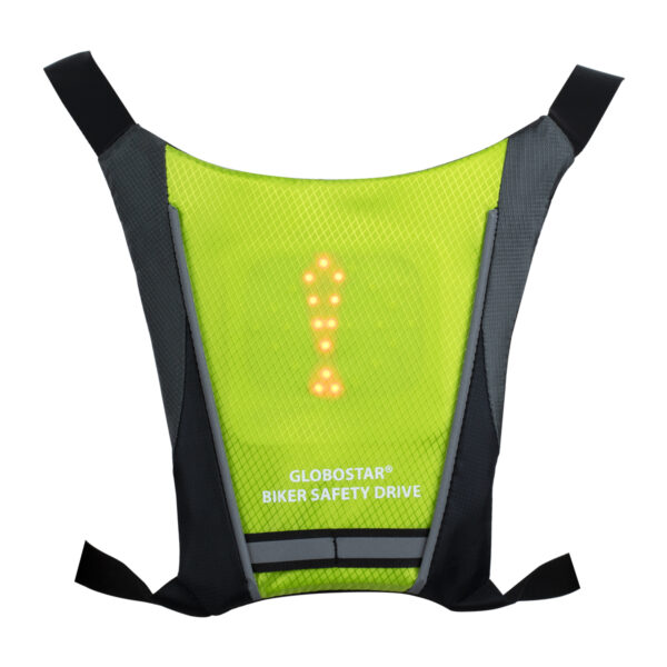 GloboStar® 79069 Γιλέκο Ασφαλείας Φωσφοριζέ Αντανακλαστικό για Ποδηλάτες & Runners με Φωτεινή Σήμανση LED – Ενσωματωμένη Μπαταρία 650mAh DC 5V Επαναφορτιζόμενο με Καλώδιο Τροφοδοσίας USB & Ασύρματο Χειριστήριο – Λαχανί Φωσφοριζέ & Μαύρο Αδιάβροχο IP65