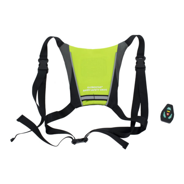 GloboStar® 79069 Γιλέκο Ασφαλείας Φωσφοριζέ Αντανακλαστικό για Ποδηλάτες & Runners με Φωτεινή Σήμανση LED – Ενσωματωμένη Μπαταρία 650mAh DC 5V Επαναφορτιζόμενο με Καλώδιο Τροφοδοσίας USB & Ασύρματο Χειριστήριο – Λαχανί Φωσφοριζέ & Μαύρο Αδιάβροχο IP65