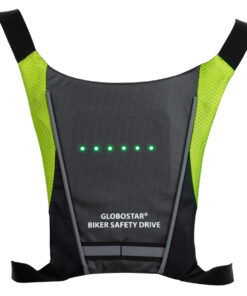GloboStar® 79070 Γιλέκο Ασφαλείας Φωσφοριζέ Αντανακλαστικό για Ποδηλάτες & Runners με Φωτεινή Σήμανση LED – Ενσωματωμένη Μπαταρία 650mAh DC 5V Επαναφορτιζόμενο με Καλώδιο Τροφοδοσίας USB & Ασύρματο Χειριστήριο – Μαύρο & Λαχανί Φωσφοριζέ Αδιάβροχο IP65