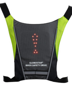 GloboStar® 79070 Γιλέκο Ασφαλείας Φωσφοριζέ Αντανακλαστικό για Ποδηλάτες & Runners με Φωτεινή Σήμανση LED – Ενσωματωμένη Μπαταρία 650mAh DC 5V Επαναφορτιζόμενο με Καλώδιο Τροφοδοσίας USB & Ασύρματο Χειριστήριο – Μαύρο & Λαχανί Φωσφοριζέ Αδιάβροχο IP65