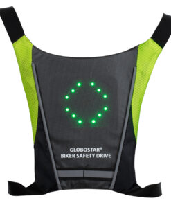 GloboStar® 79070 Γιλέκο Ασφαλείας Φωσφοριζέ Αντανακλαστικό για Ποδηλάτες & Runners με Φωτεινή Σήμανση LED – Ενσωματωμένη Μπαταρία 650mAh DC 5V Επαναφορτιζόμενο με Καλώδιο Τροφοδοσίας USB & Ασύρματο Χειριστήριο – Μαύρο & Λαχανί Φωσφοριζέ Αδιάβροχο IP65