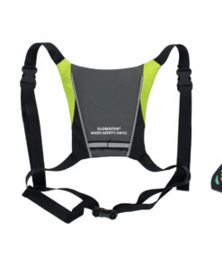 GloboStar® 79070 Γιλέκο Ασφαλείας Φωσφοριζέ Αντανακλαστικό για Ποδηλάτες & Runners με Φωτεινή Σήμανση LED – Ενσωματωμένη Μπαταρία 650mAh DC 5V Επαναφορτιζόμενο με Καλώδιο Τροφοδοσίας USB & Ασύρματο Χειριστήριο – Μαύρο & Λαχανί Φωσφοριζέ Αδιάβροχο IP65