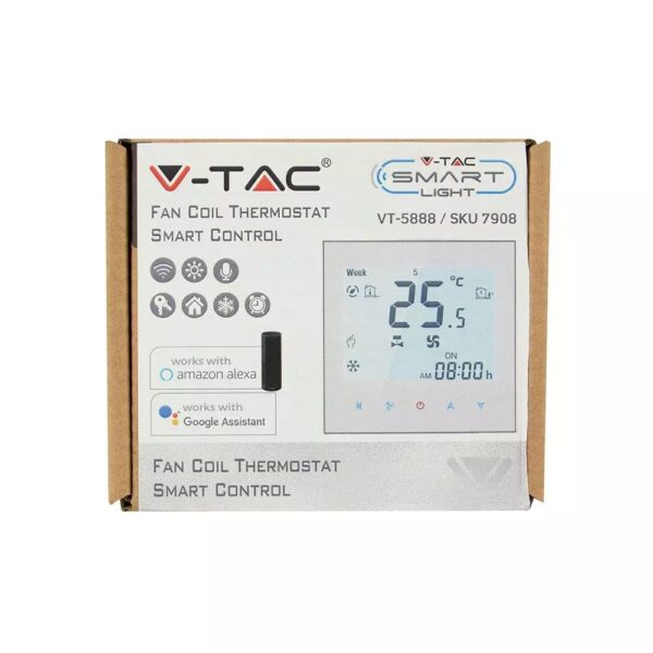 Θερμοστάτης αφής Wi-Fi Smart Home V-TAC Συμβατός με Amazon Alexa & Google Home – 7908