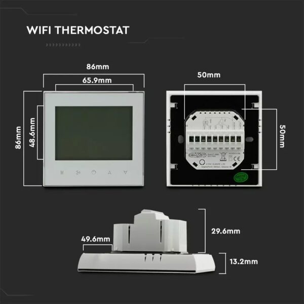 Θερμοστάτης αφής Wi-Fi Smart Home V-TAC Συμβατός με Amazon Alexa & Google Home – 7908