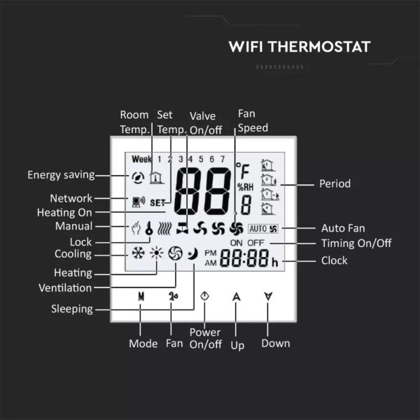 Θερμοστάτης αφής Wi-Fi Smart Home V-TAC Συμβατός με Amazon Alexa & Google Home – 7908