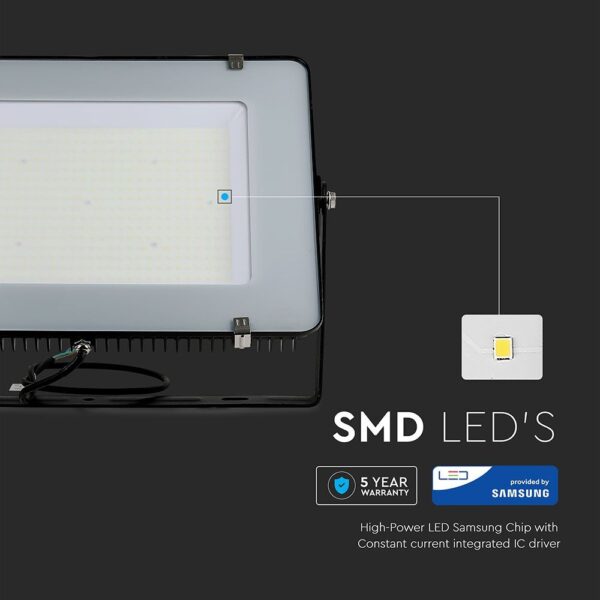 LED Προβολέας 300W V-TAC PRO Samsung Chip Μαύρος 100° 34500lm Αδιάβροχος IP65 Ψυχρό 6500K – 21792